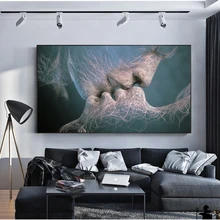 SOURBAN пара Поцелуй абстрактная настенная живопись на холсте принты современные сладкие поцелуй декоративные картины для дома для гостиной Куадрос Декор