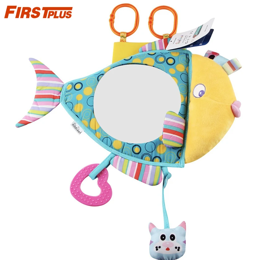 

Fish Shaped Shatterproof Rear Facing Infant Car Safety Mirror Floor Mirror Baby In-Sight Mirrors Backseat Plush Rattles Toy