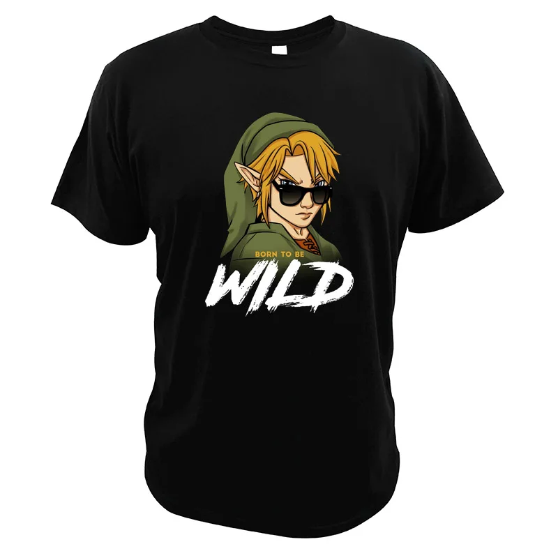 

Legend of Zelda T Shirt Born to be Wild Cartoon Graphic Digital Print 100% Cotton Short Sleeve Camisetas Japanese Game Tops Tee