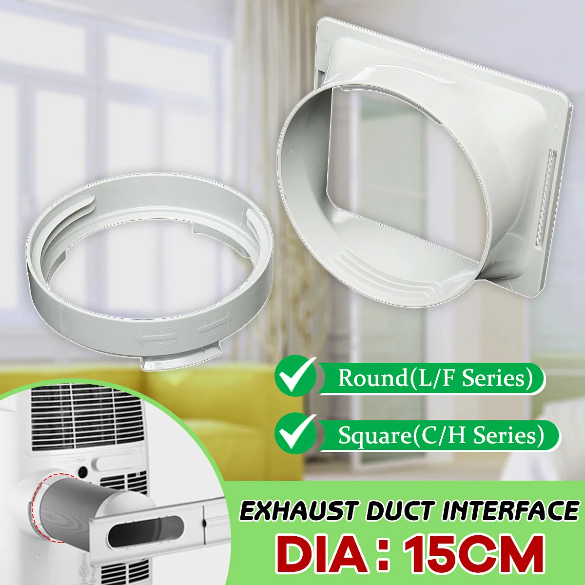 1 pieza 15 cm Accesorios de aire acondicionado portátiles interfaz de conducto de escape ABS piezas de aire acondicionado para el hogar conector de tubo de escape