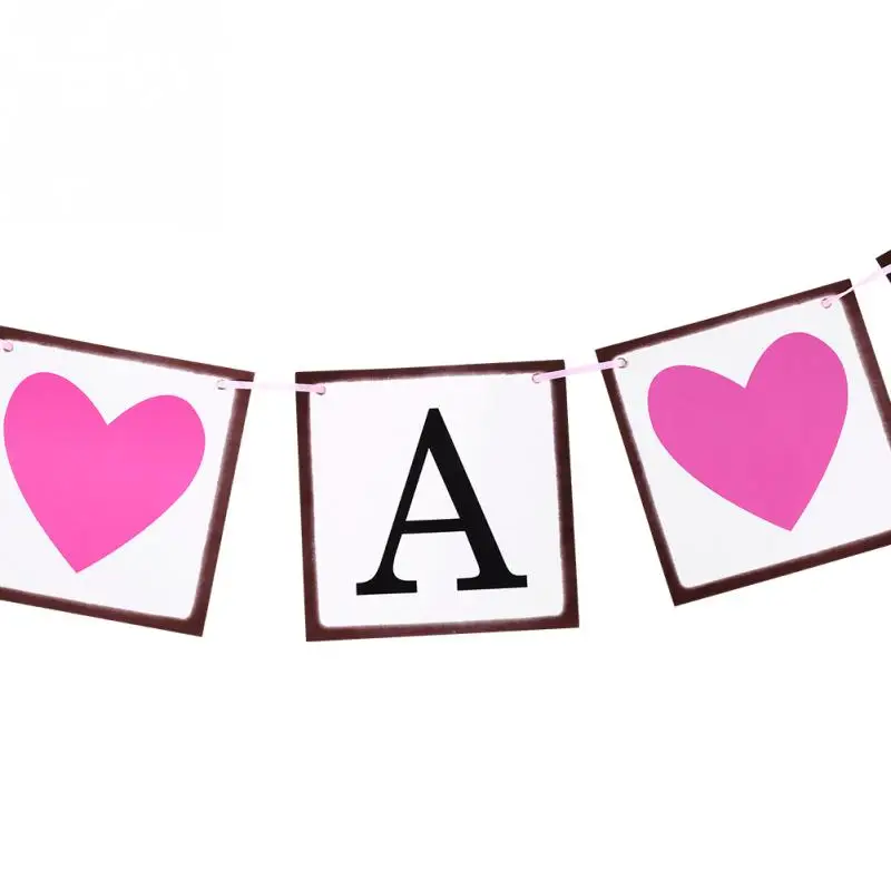 Розовый Флажки для дня рождения Baby Shower отмечание праздника DIY украшения - Цвет: Розовый