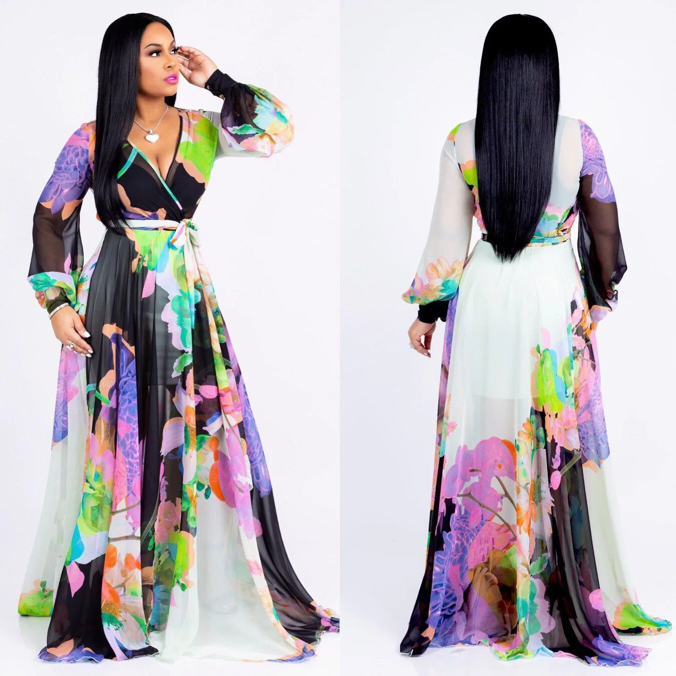 

Lace Dress Hot Sale Polyester Bohemian Straight Print 2019 New Autumn Elegent Women Plus Size Long Dress S-2xl