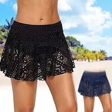 Купальное платье шорты сплошной цвет кружева бикини случайное воздействие Предотвращение Купальники Высокая талия короткий купальник