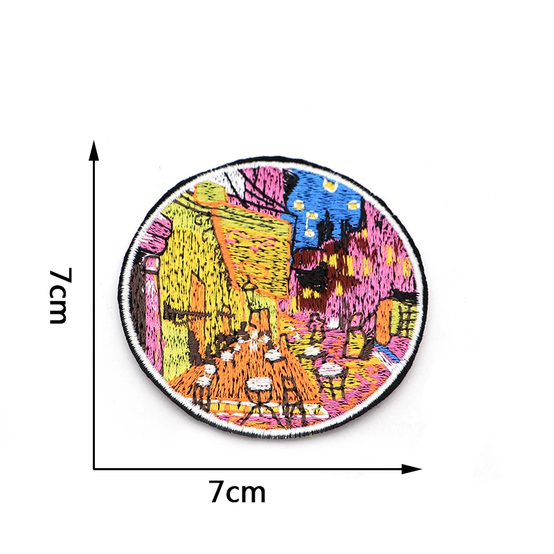 1 компл. Ван Гог известные картины Вышивка Патчи для одежды Звездная ночь подсолнухи Железный На Патчи аксессуар «сделай сам» SC4084