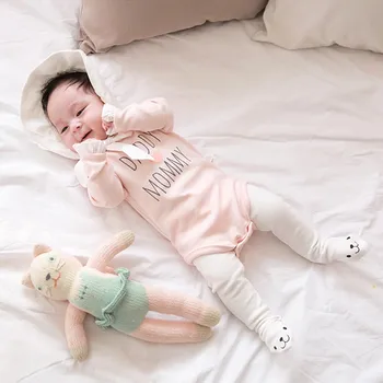 

Newborn Infants Baby Girls Ruched Letter Print Patchwork Bodysuit Set Bebe Recem-Nascido Roupas Clothes Baby Cute Girl Summer