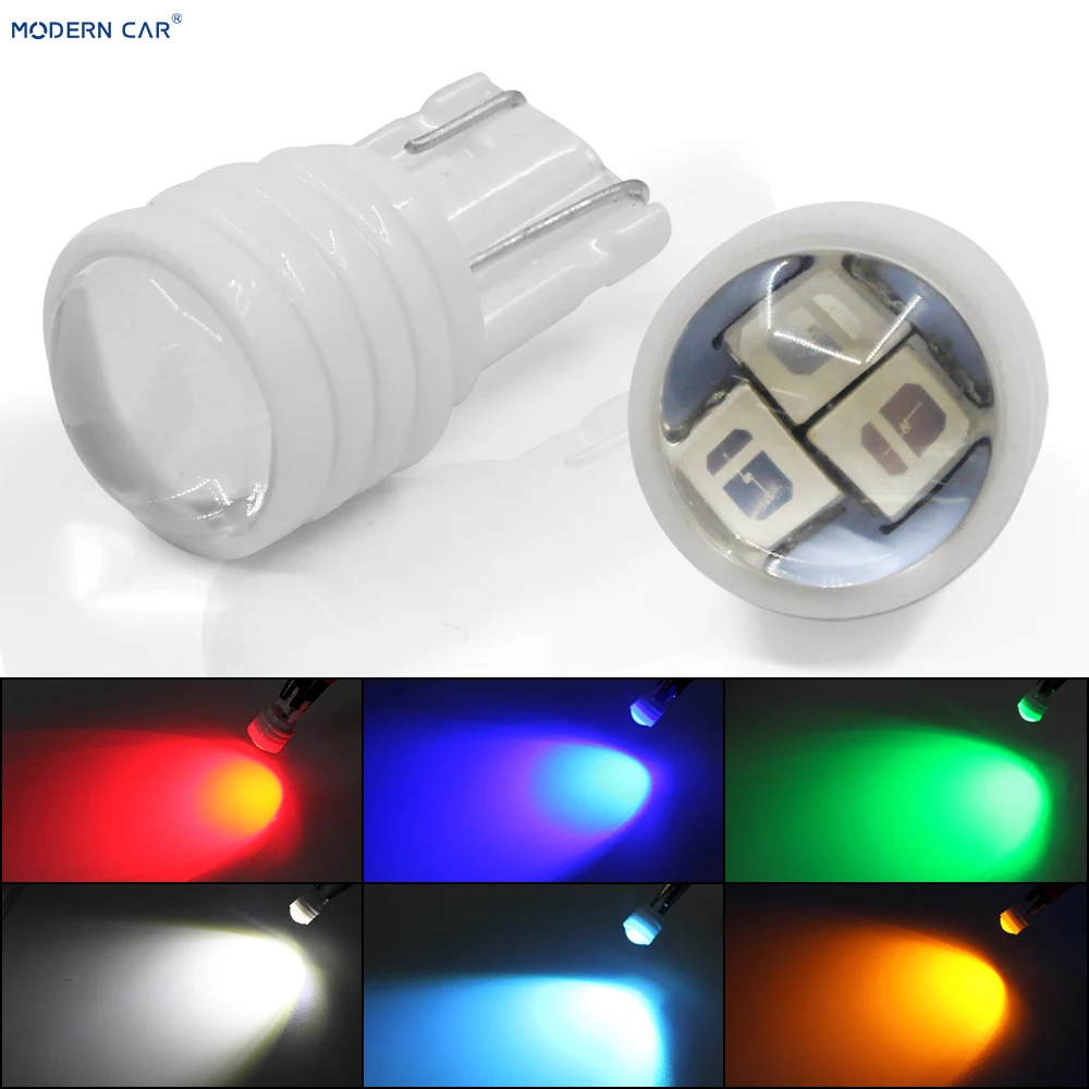 

MODERN CAR 1 Pcs T10 led 5630 Chip 3smd Car Bulb Clearance Lights ceramic led W5W white blue green red orange Bulb Lamp