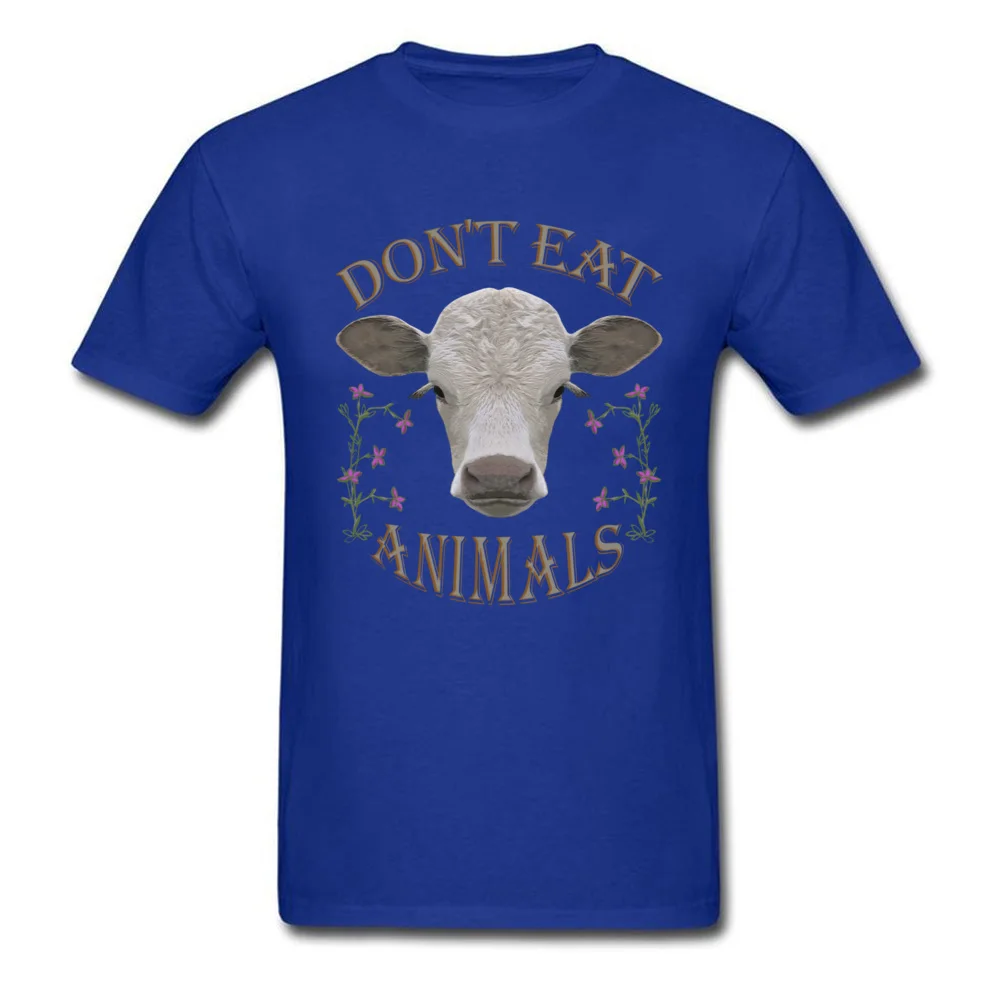 DONT EAT ANIMALS T Shirt Short Sleeve Hip hop Prevailing Mens Autumn Tops & Tees Hip hop Tee Shirts Crew Neck All Cotton DONT EAT ANIMALS blue