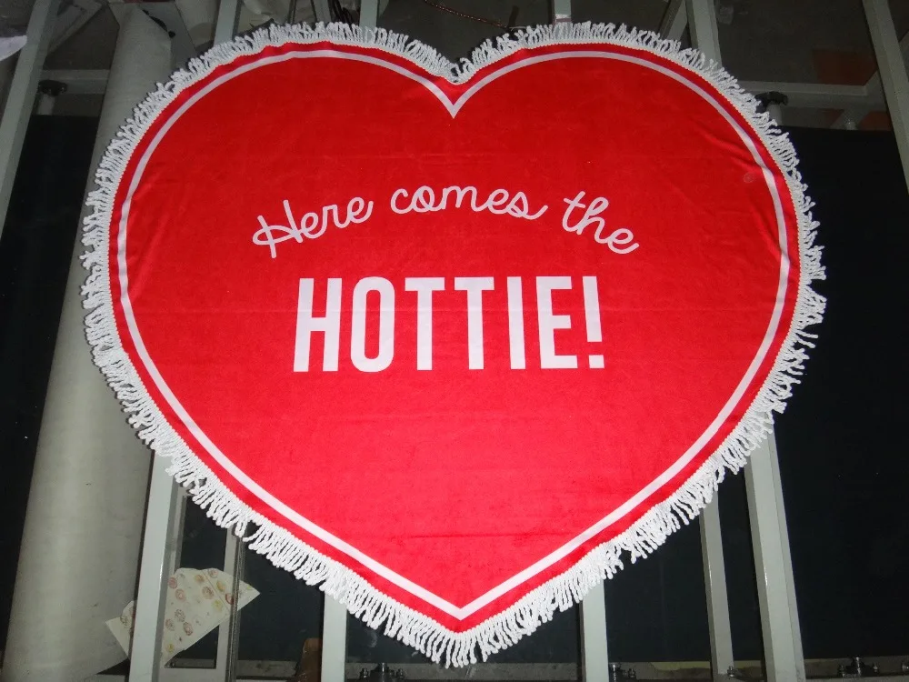 New Arrival Heart shaped Beach Towel With Tassels Micrifiber Fabric