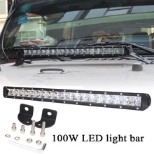 2" дюймовый 100 Вт Однорядный комбинированный луч прямой светодиодный светильник для Jeep Wrangler JK, SUV, ATV, UTV, 4x4, грузовиков, автомобилей, лодок и т. Д
