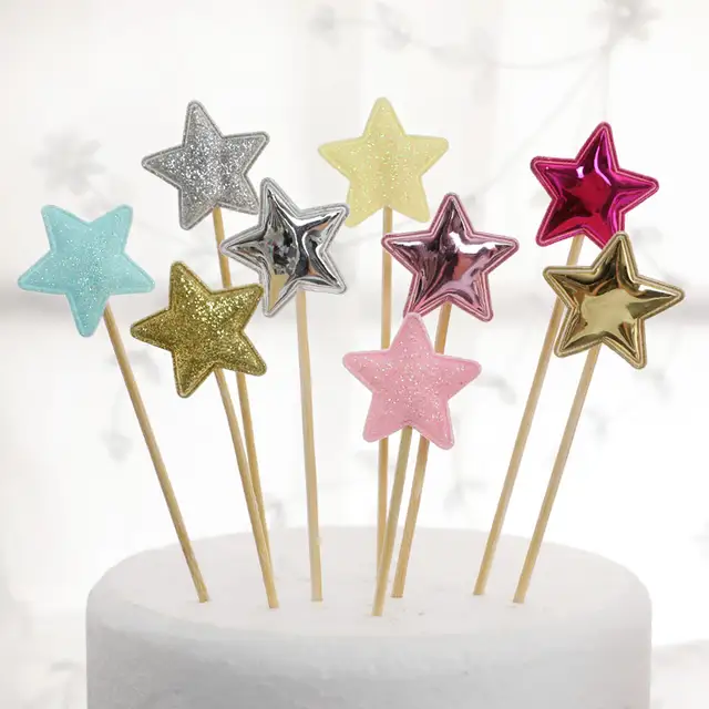 10pcs Cute Heart Start Design Cupcake Topper Food Fruit Sticks For Baby Shower Kids Birthday 10pcs Cute Heart Start Design Cupcake Topper Food Fruit Sticks For Baby Shower Kids Birthday