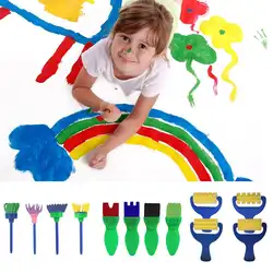 Печать штамп Краски губки для детей 18 шт Fun Краски кисти для малышей приходить с губкой кисти цветочным узором Кисти набор кистей