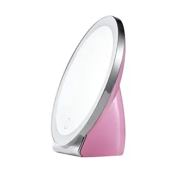 

LED Lighted Make-up Mirror USB Rechargeable Dimmable Touch Screen Cosmetic Mirror for Household(Pink)