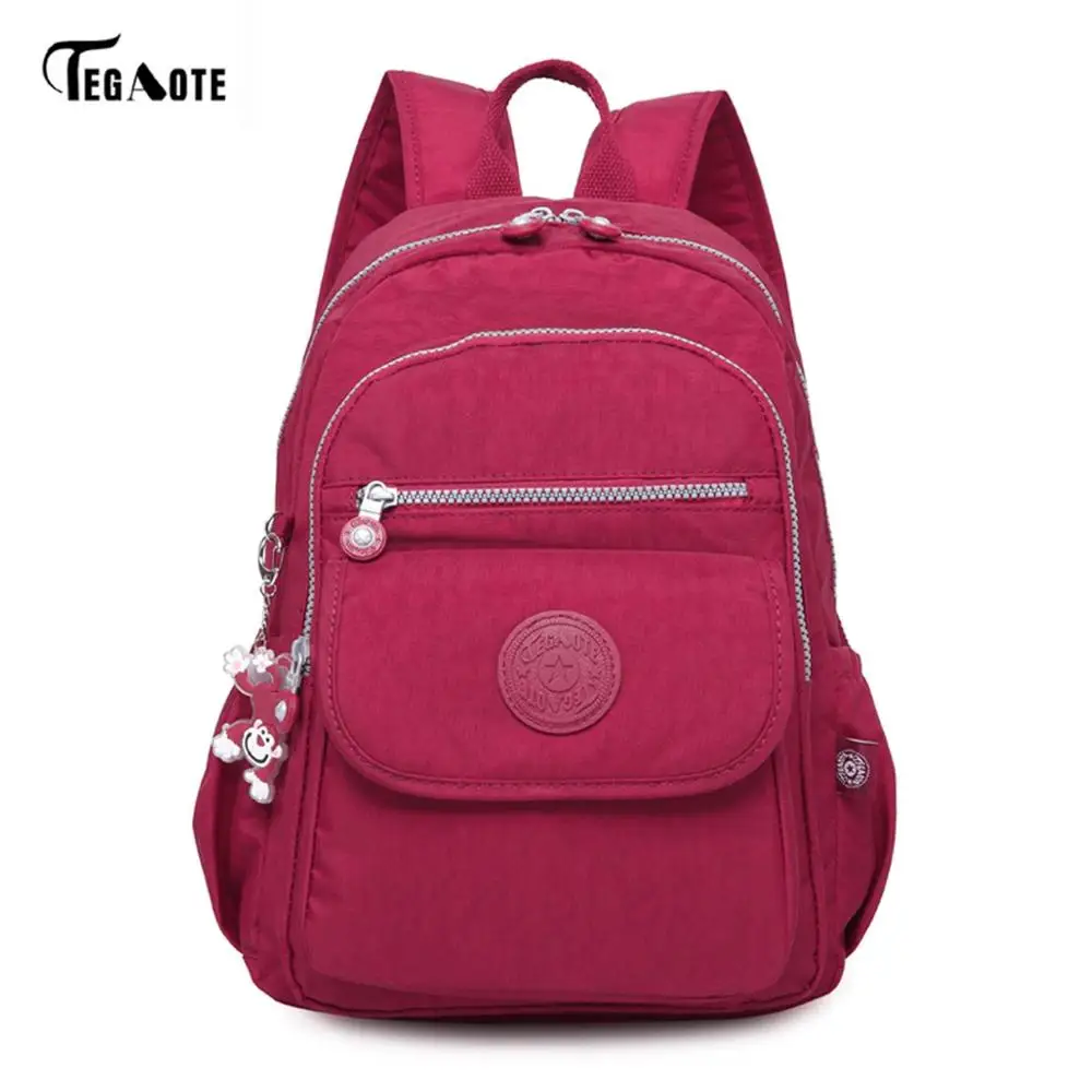 TEGAOTE Mochila Feminina Escolar, женский рюкзак для девочек-подростков, школьные сумки, Женский нейлоновый рюкзак для путешествий, для ноутбука, стильный рюкзак, Sac A Dos - Цвет: Dark red