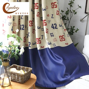 

Children Room Curtain Window Gauze Material Cartoon Blue Red Blackout Kids Curtains For Bedroom Living Rideaux Voilage Drapes