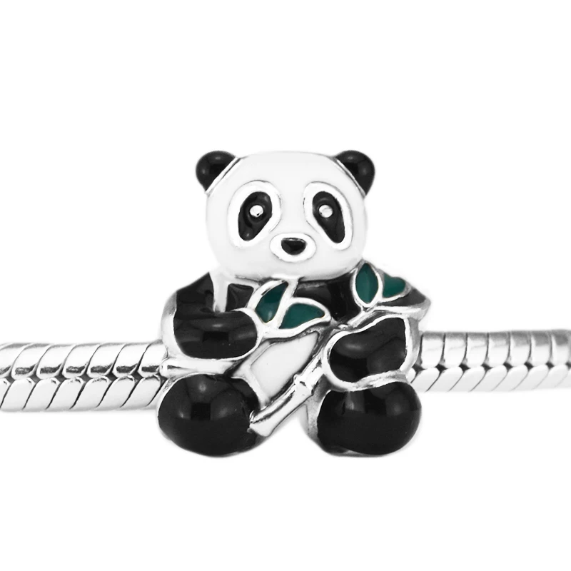 

100% 925 Sterling Silver Sweet Panda Charm Beads With Mixed-Enamel for Jewelry Making Fit Bracelets DIY Fine Jewelry YL610