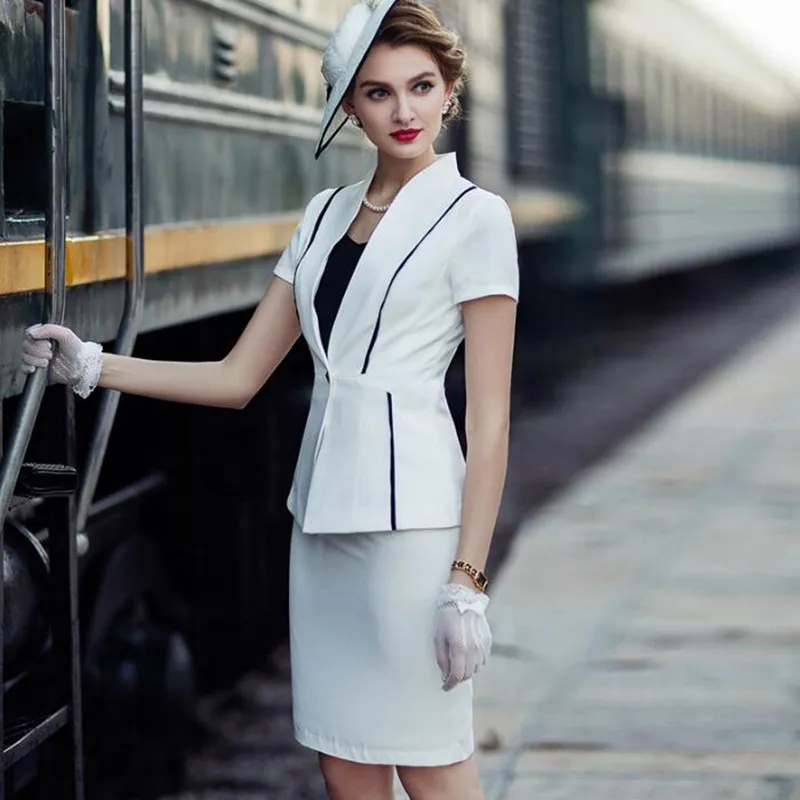 

Women Set Office Ladies Short Sleeve Elegant Top And Pencil Skirt Suit 2 Piece Set Business Formal Work Wear Summer 2019 Uniform
