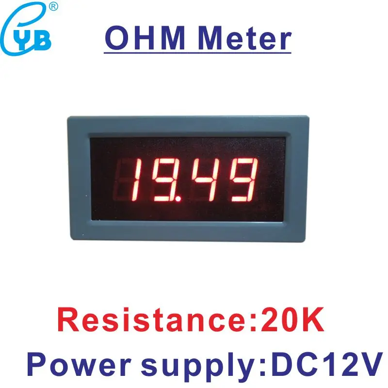 

20K Power DC12V Resistance Meter OHM Reader Measuring Meter LED 3-1/2 Digital Ohm Meter Ohmmeter Mini Resistor Meter Panel Meter