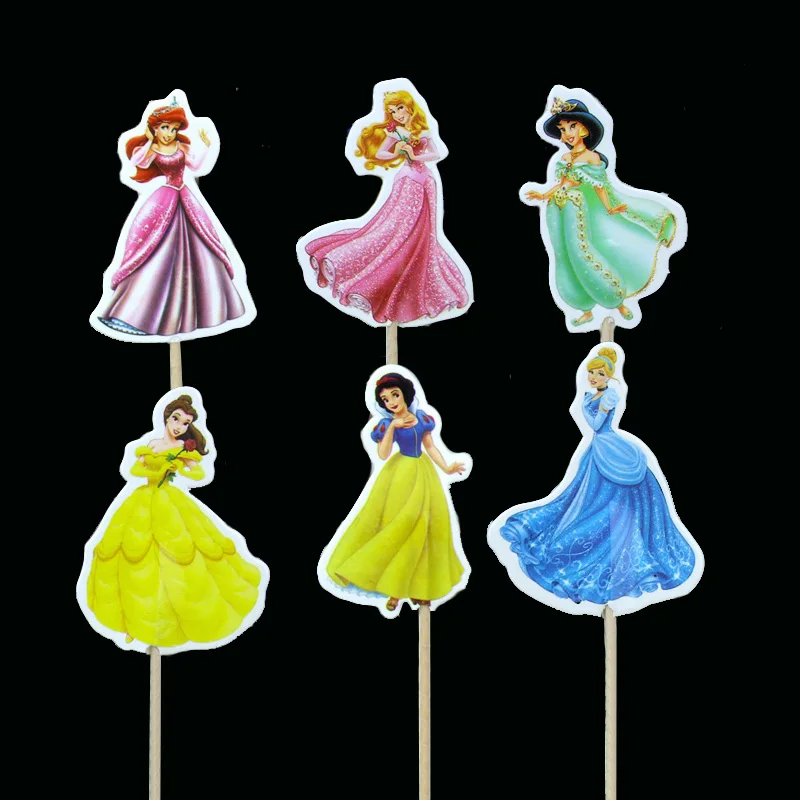 Новое поступление 48 шт. красивые Дисней для принцессы в стиле Ариель автомобили дизайн мультфильм бумажные украшения для кексов на день рождения свадебные принадлежности