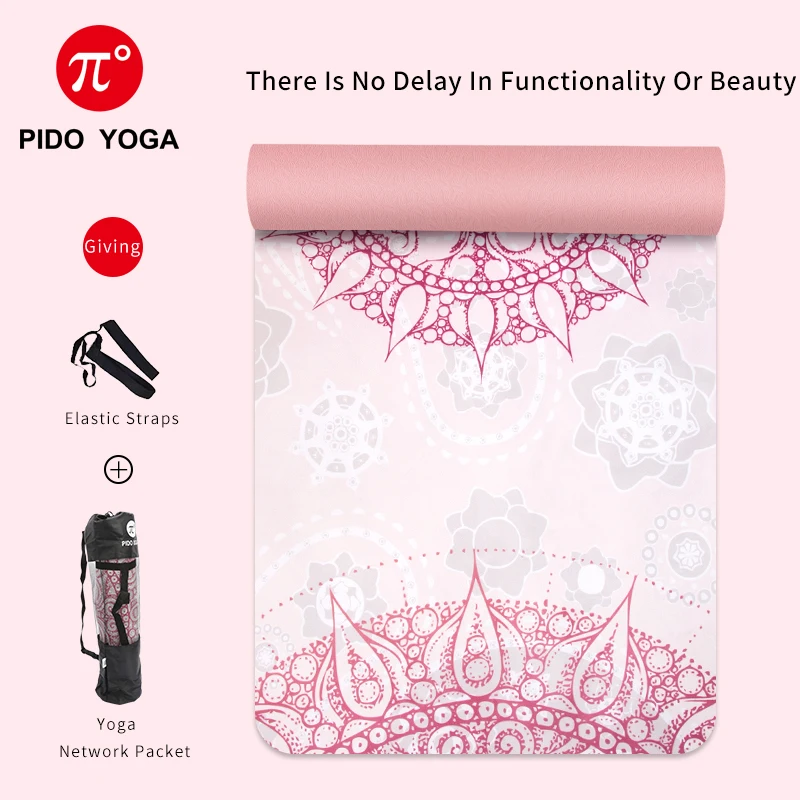 PIDO YOGA Yoga Mat 7mm Thick And Long Printed Suede + TPE Fitness Mat Gym Non-Slip Dance Mat