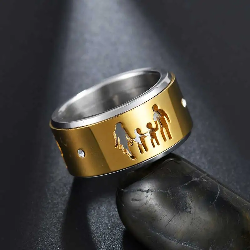 Nextvance семейное кольцо из нержавеющей стали для мальчиков и девочек, кубический цирконий, широкий диапазон, вращающееся кольцо для женщин и мужчин, подарок, Прямая поставка - Цвет основного камня: Two boy