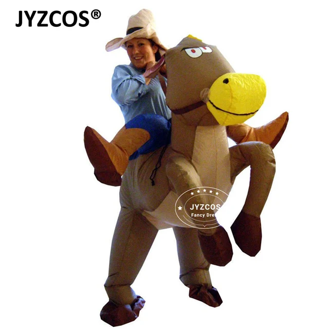 jyzcos purim halloween costumes for woman adult kids girls boy outfits inflatable cowboy ride horse costumes