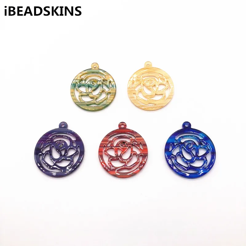 

New arrival! mix color 39x24mm 50pcs acetic acid flower charms for earrings accessories/Earring parts Jewelry Findings making