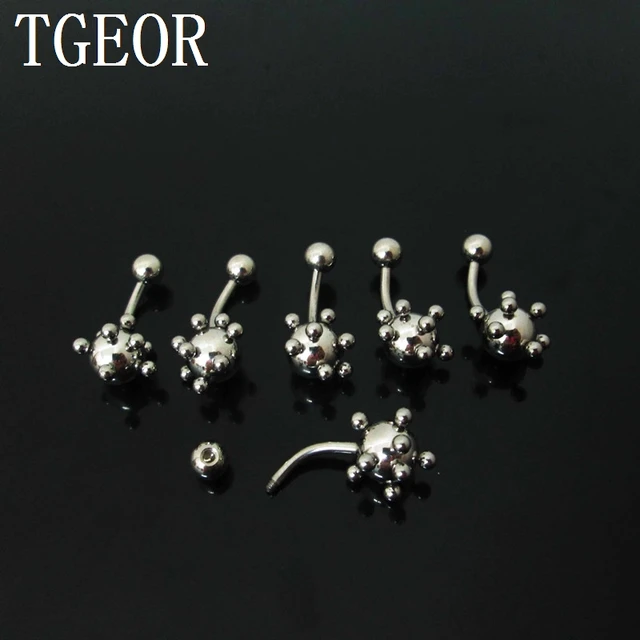 Hot 1.6*11*5/8 mm 1 Pair full ball titanium plated colors navel ring  Stainless Steel belly button ring free shipping - AliExpress