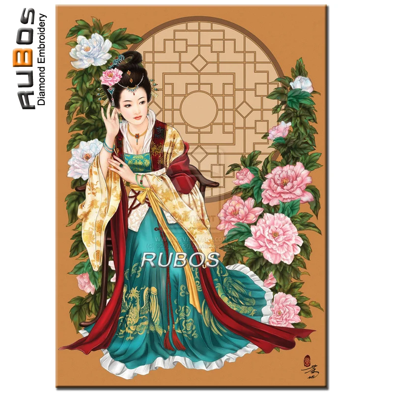 RUBOS DIY 5D Diamond Painting Tang Dynasty Beauty Diamond Embroidery Pictures Of Rhinestone Full Drill Arrival Sale Wall Sticker (1)