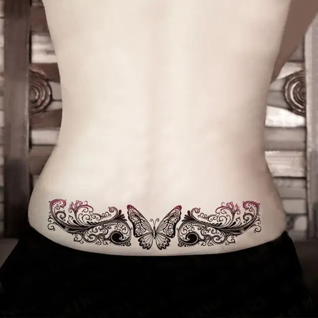 Yeeech Temporaire Tatouages Autocollant pour Femmes Faux Reborn Papillon Amour Sexy Conception pour Césarienne Cicatrice Du Ventre Stickers Corps Art