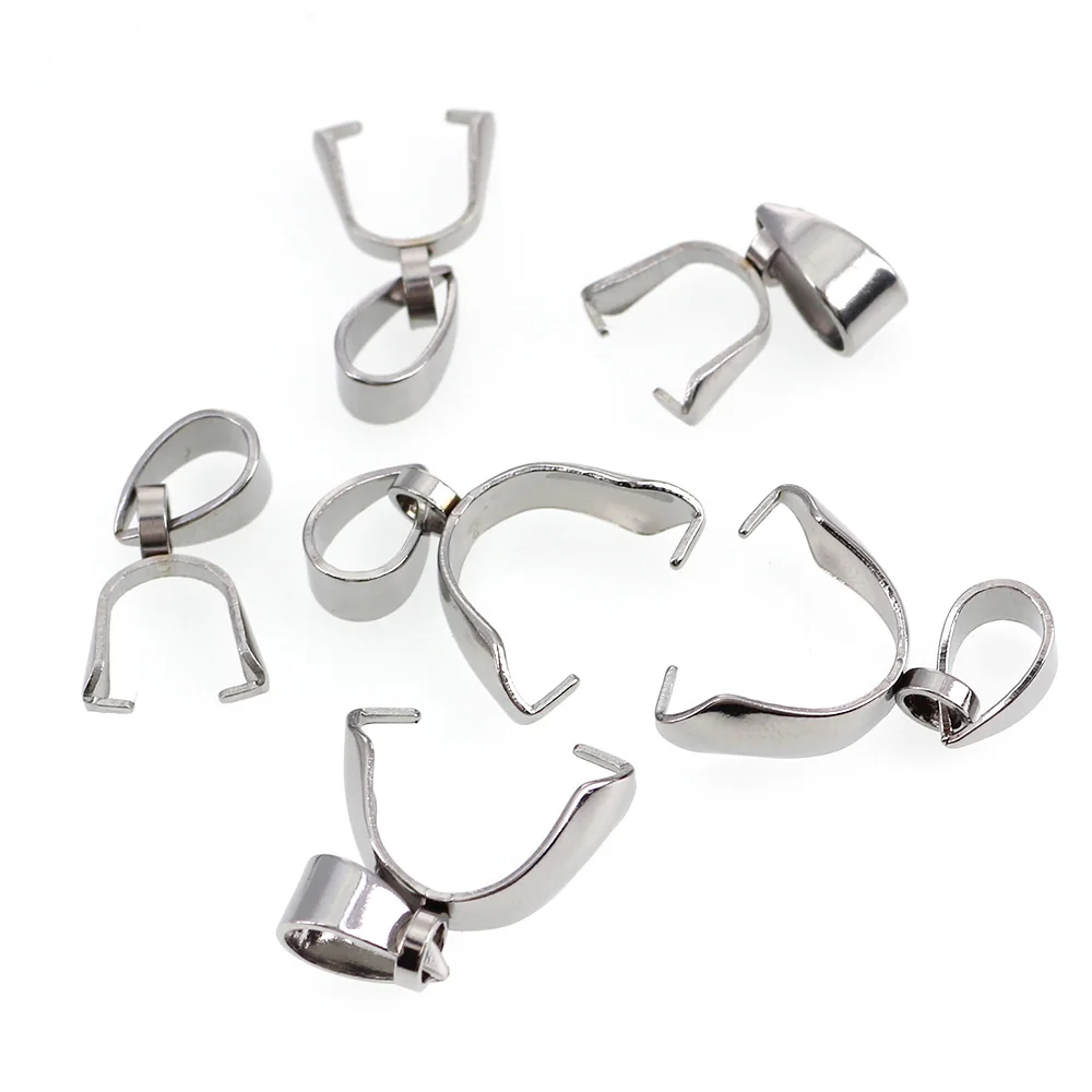 10PC Sliver Color Stainless Steel Bead Clamp Pinch Bail Clip For DIY