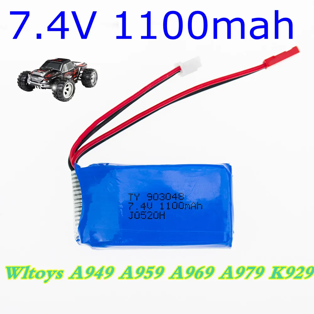Высокое качество 7 4 в 1100 мАч батарея LiPo RC Дрон Wltoys A949 A959 A969 A979 K929 Радиоуправляемый