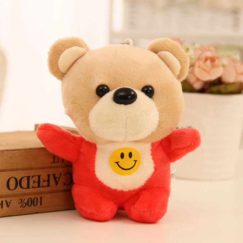 

10cm Cute Pompom Teddy Plush Doll Keychain Emoji Bear Toy Pendant Keyring Women Bag Charms Car Key Chain Trinket Wedding Gift
