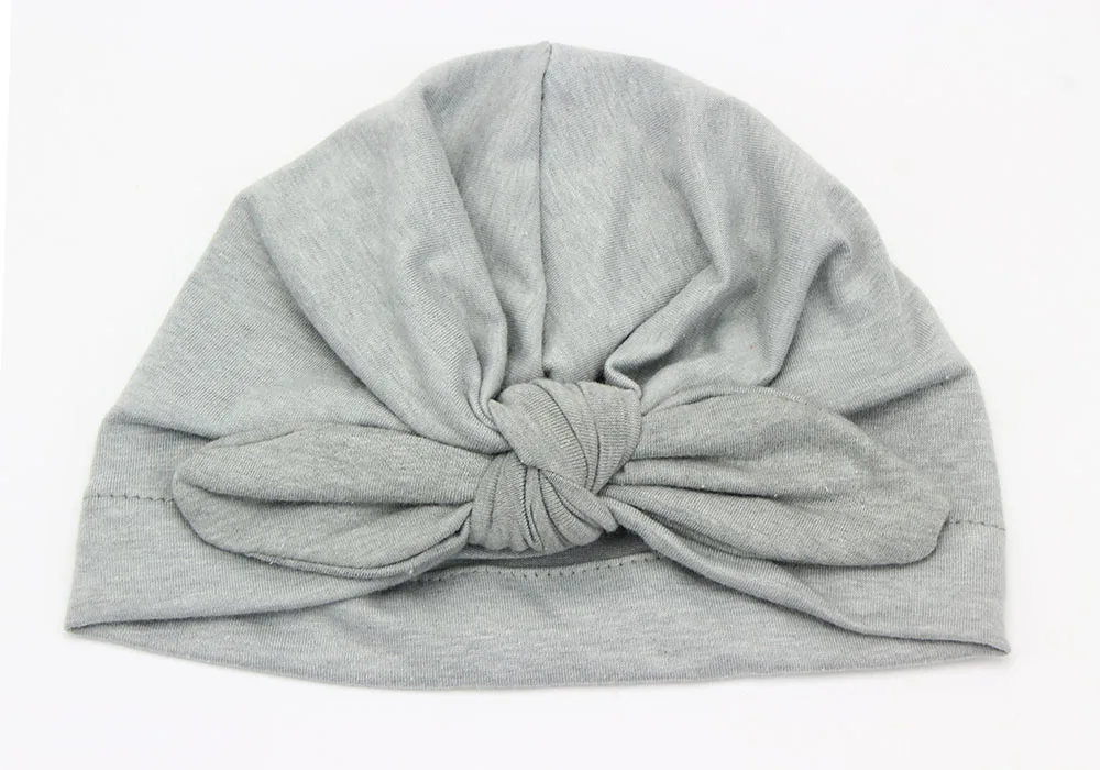 Рождественская шапка для маленьких девочек, модный тюрбан с заячьими ушками, шапка с бантиком, милая шапка для новорожденных - Цвет: Серый