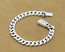 Luxury 925 Sterling Silver Bracelets Man High Polish Curb Link Chain Bracelet for Men Vintage Punk Rock Biker Mens Jewelry S108 customizable 925 sterling silver deep engraved high detail angry lion dog tag mens biker rocker punk pendant 9x010 jp
