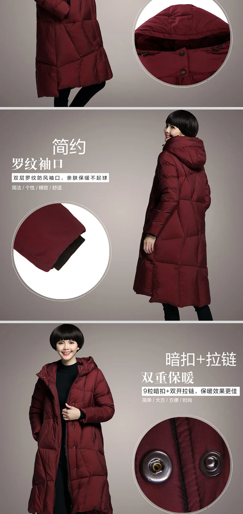 black down jacket Plus Size 5XL Women's Winter Parkas Long Duck Down Thick Jackets Hood Fashion Red Wine Color 2019 Loose Female Outerwear Coats puffy coats