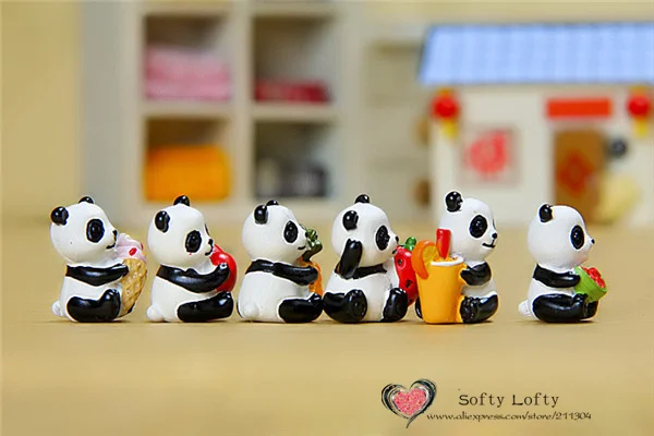 Cute Panda Mini figures pvc toys 6pcs - 2