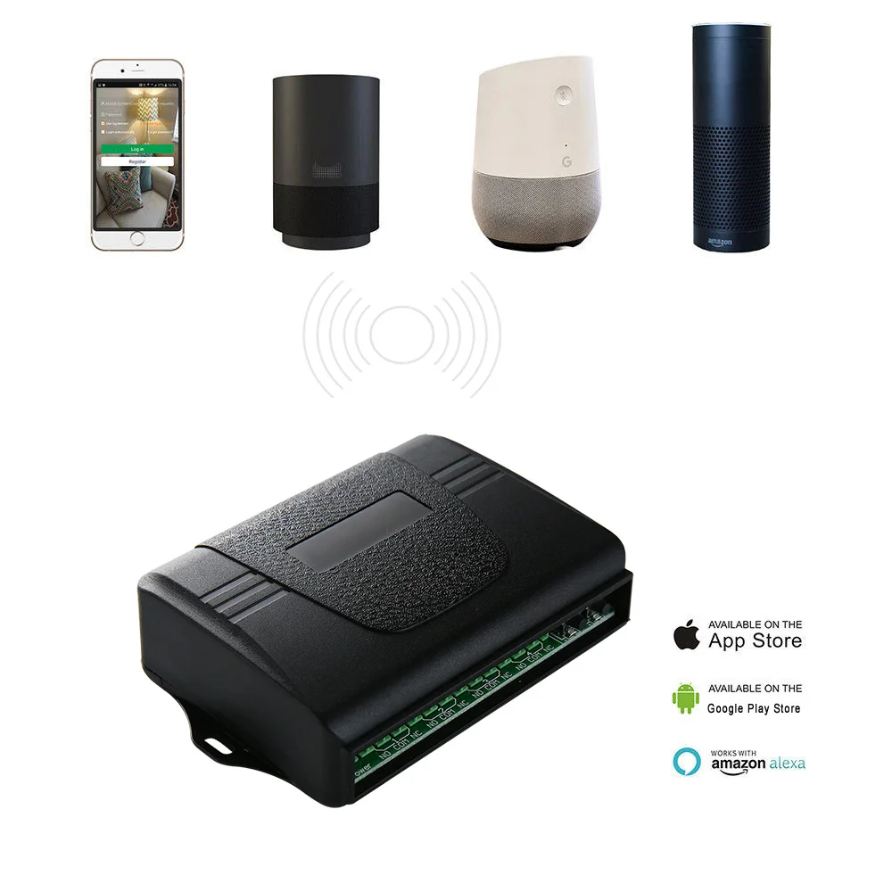 KTNNKG Smart Home 4CH wifi remote control switch universal garage door receiver with Ev1527 433MHz RF remote controls DC 7-36V