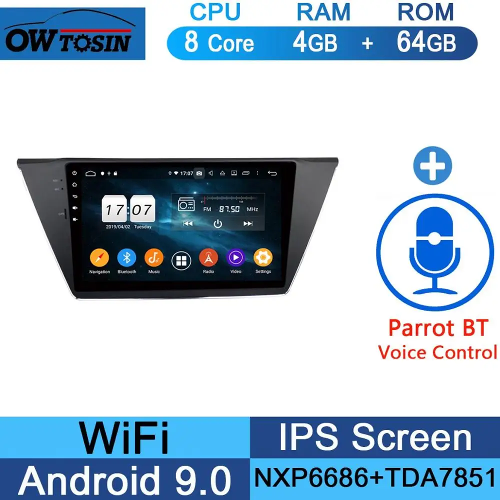 10," ips 8 Core Android 9,0 4G ram+ 64G rom автомобильный проигрыватель с радио и GPS для Volkswagen VW Touran DSP CarPlay Parrot BT - Цвет: 64G Parrot BT