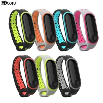

Boorui Mi Band 3 strap sport Silicone watch wrist Bracelet miband3 strap accessories double color comfortable mi 3 strap belt
