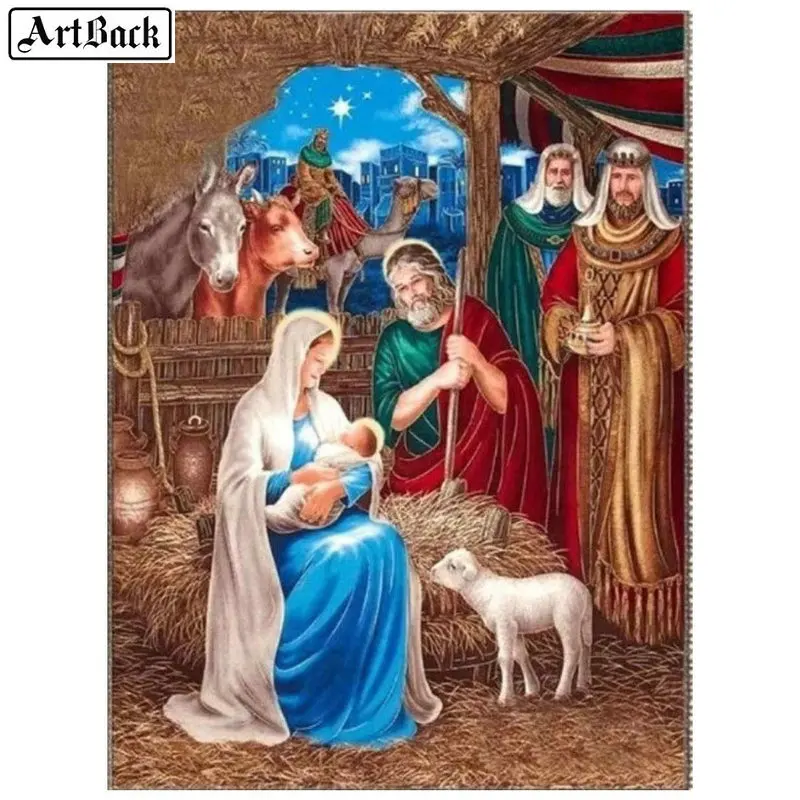 5d diamond painting religious figure virgin lamb full square drill mosaic 3d round embroidery sticker | Дом и сад