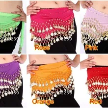 100 шт Высококачественный шифоновый Египетский Танец живота Костюм для фитнеса одежда хип-обертывания 128 Монеты Пояс-цепочка+ 2 шт бесплатно подарки год