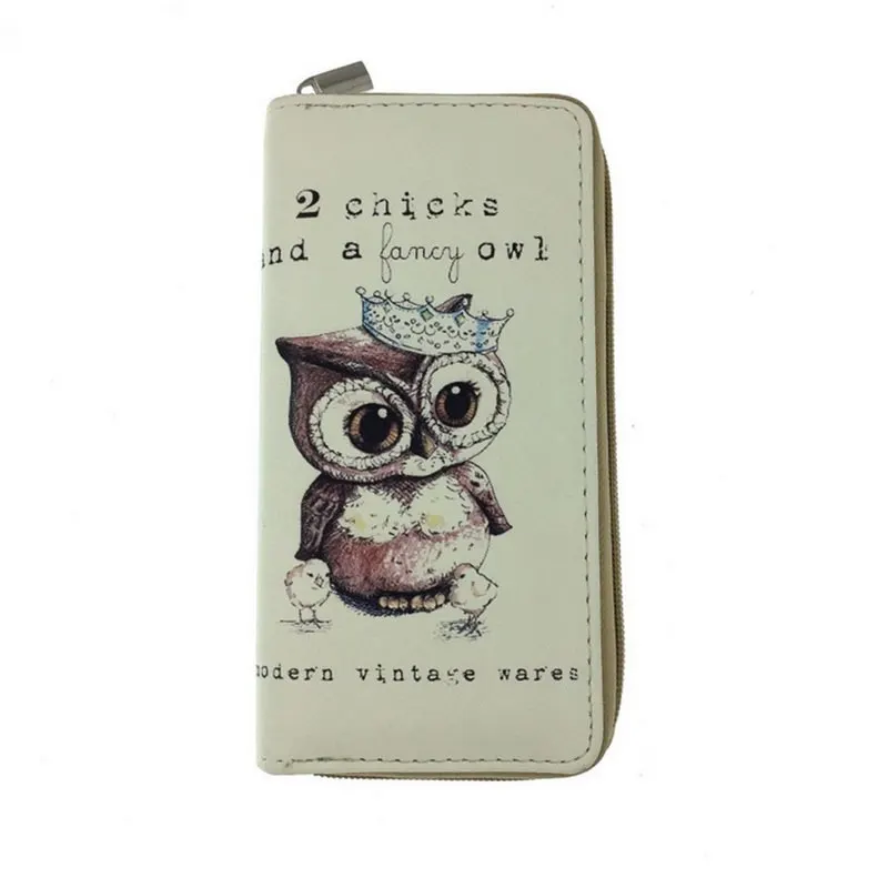 

MoneRffi Women's Clutch Wallet Bag Long Purse Print Cartoon OWL Long Zipper Purse for Teen Girls with Phone Ladies Card Holder