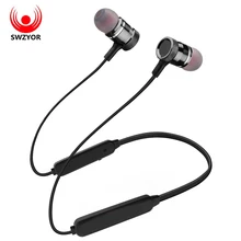 SWZYOR LY-16 Metal Magnetic Bluetooth Earphone Neckband Sports Wireless Headphone Headset Bass Earbuds For Xiaomi iPhoneWith MIC