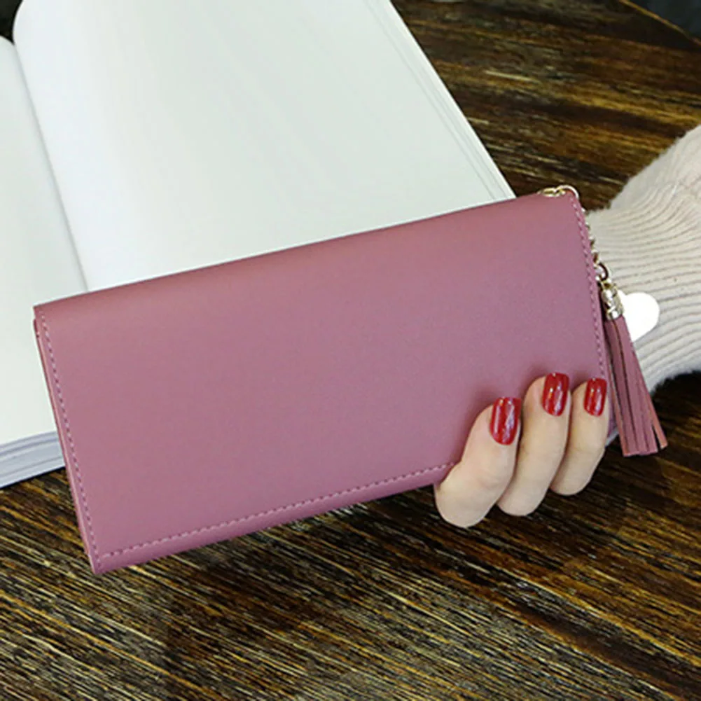 Faux Long Women Leather Wallet Envelope Clutch Card Holder Zipper Purse Handbag