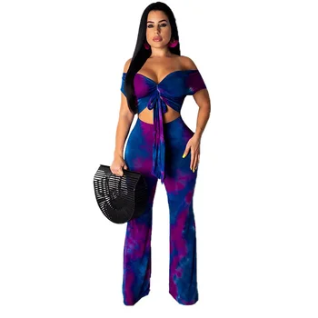 

Casual Floral Print Short Sleeve Summer Suits Sexy V-Neck Backless Crop Tops Women Sets High Waist Beach Long Pants Outfit