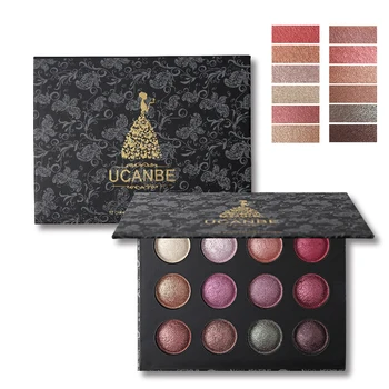 

UCANBE Brand 12 Color Baked Eyeshadow Palette Shimmer Metallic Glitter Eyes Shadow Makeup Palette Smoky Eyes Cosmetic Pigmented
