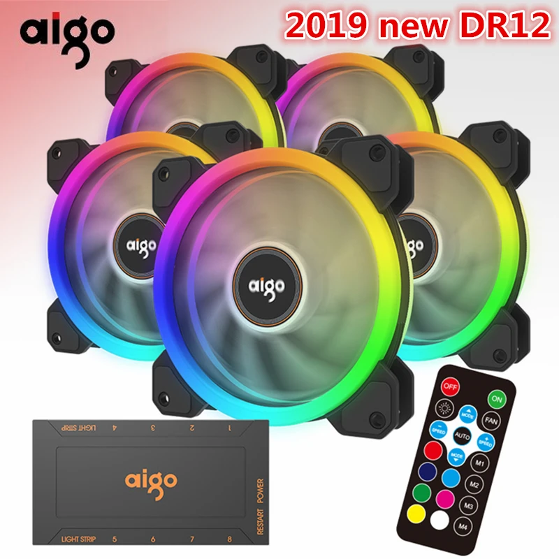 Aigo DR12 Computer PC Case Fan RGB Adjust LED Fan 120mm RGB FAN Quiet Remote Computer Cooler Cooling RGB Case Fans