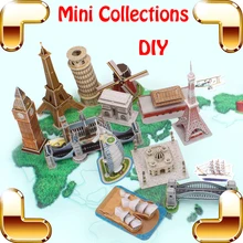 Детский подарок мини здания 3D Паззлы модель строительства DIY Детские Семья игры учебного пособия Инструменты образование простота сборки