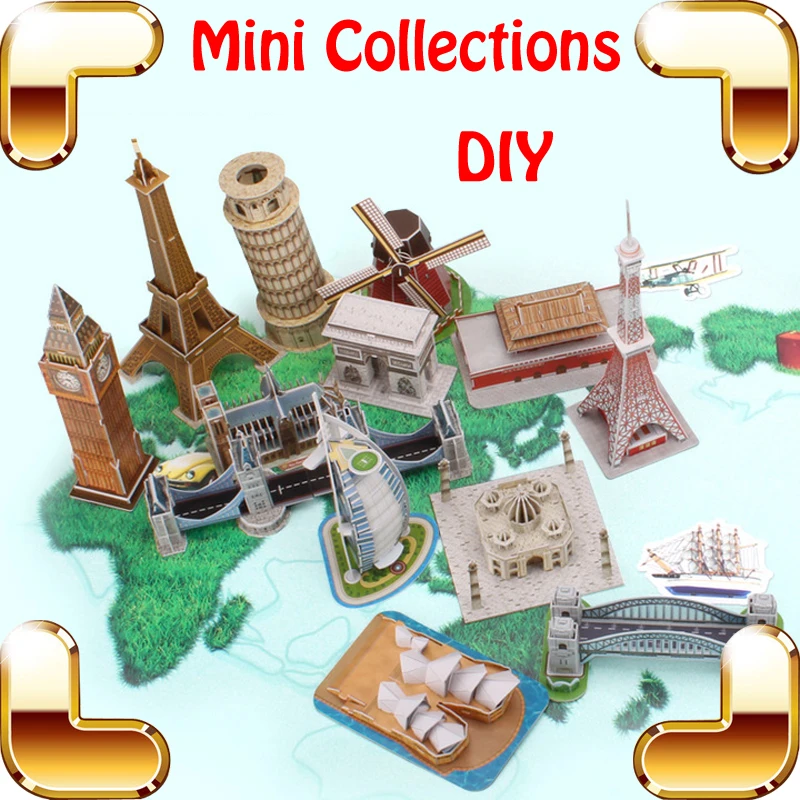 

Children Gift Mini Buildings 3D Puzzles Model Construction DIY Baby Family Game Learning Textbook Tools Education Easy Assembly