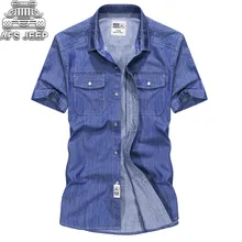 Camisa Masculina Новинка бренд AFS JEEP Мужская джинсовая рубашка хлопок короткий рукав лето короткий рукав мягкий